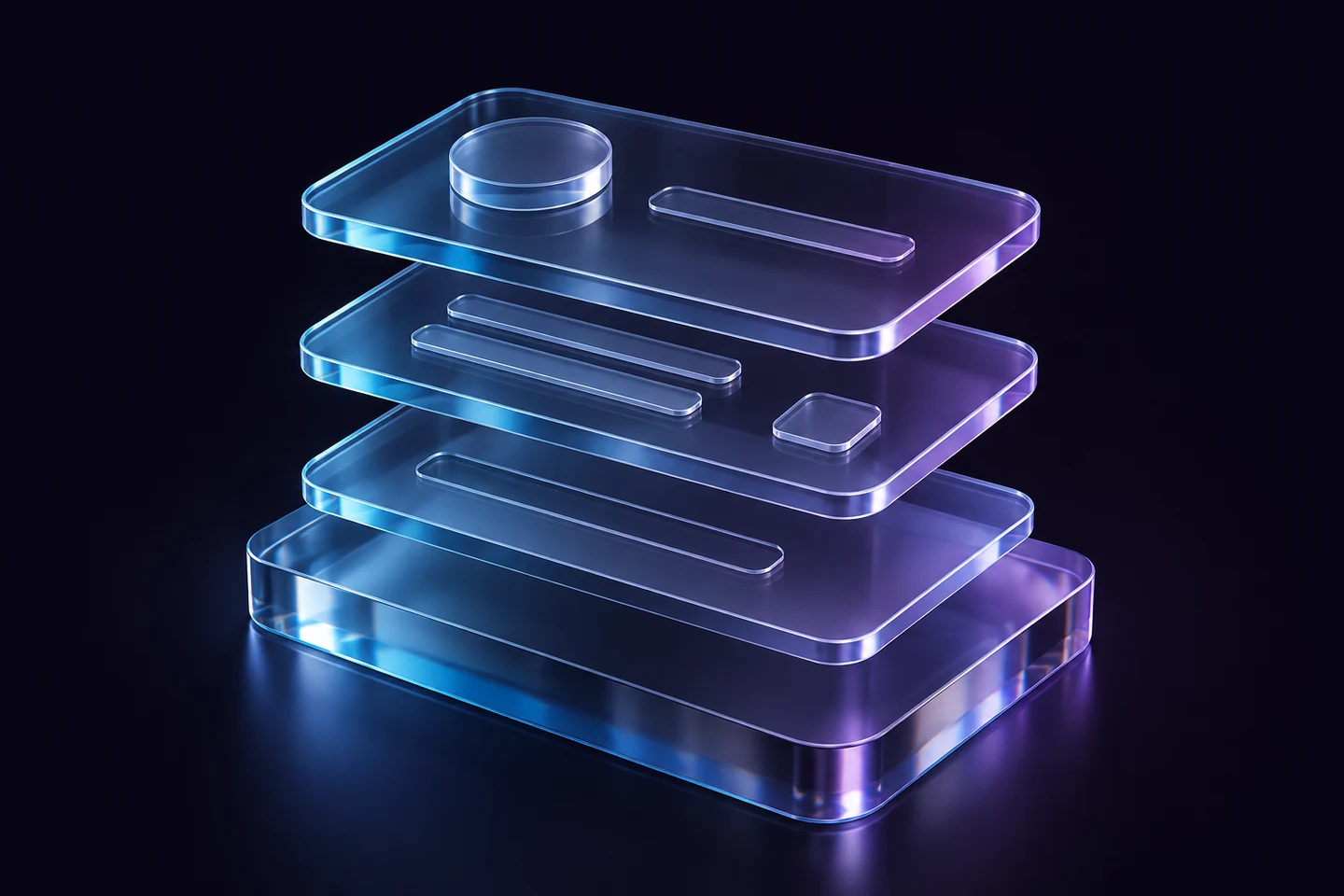 An interactive dot reveal of the glass layers that form an application