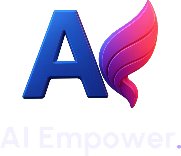 AI Empower stacked square lockup, light lettering